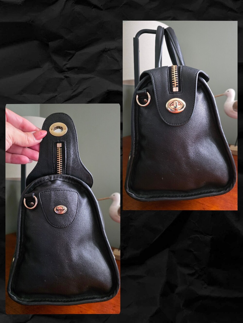 Coach F33689 Rhyder Black Leather Satchel Doctor Bag Crossbody Y2K - Picture 5 of 16
